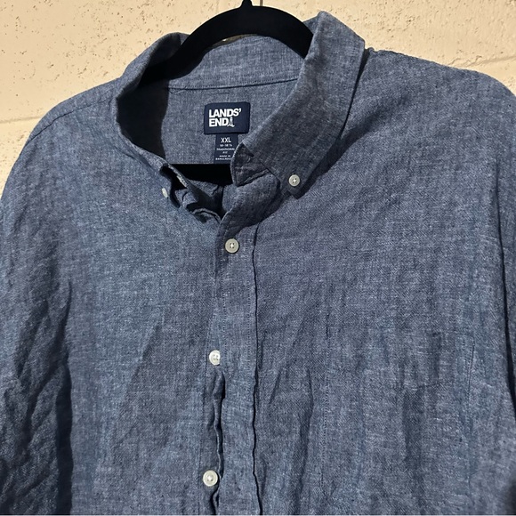 Lands End‎ dark wash men’s button down shirt XXL dress big and tall - Picture 3 of 5